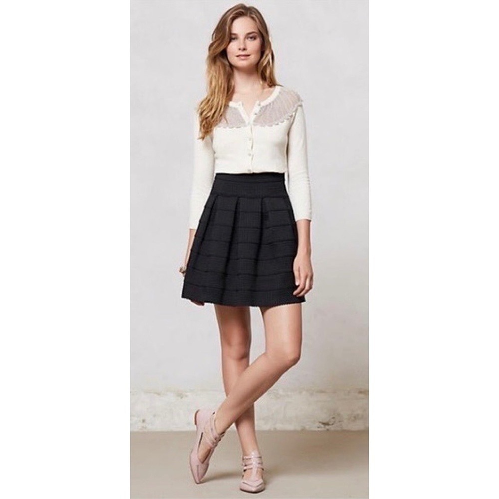 Anthropologie GIRLS FROM SAVOY Black Ponte Bell Skirt Mini‎ Preppy X-Small Small